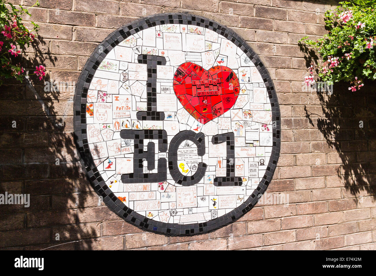 Io amo E.C.1 pittura murale - Londra Foto Stock