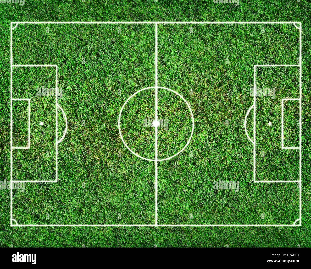 Campo di calcio con righe bianche. vista superiore Foto Stock