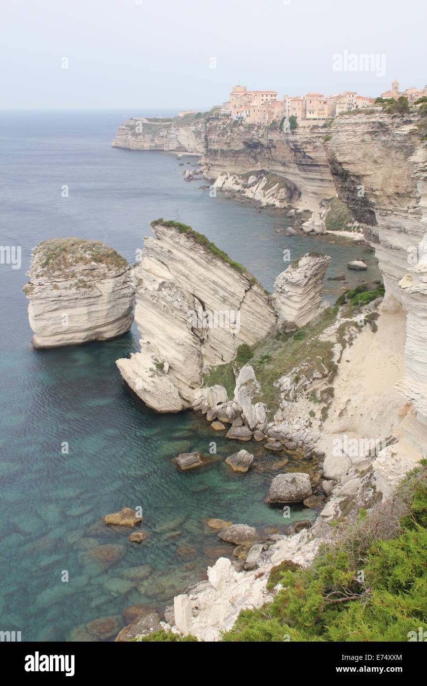 Vista panoramica di Bonifacio, Corsica, nel sud della Francia Foto Stock