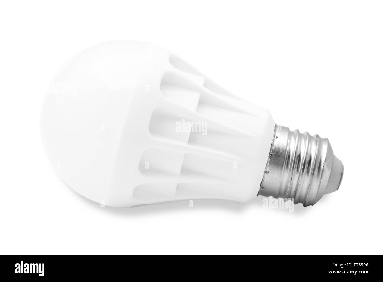 Lampada a LED con un pallone di bianco su uno sfondo bianco. Essa è isolata, il lavoratore di percorsi è presente. Foto Stock