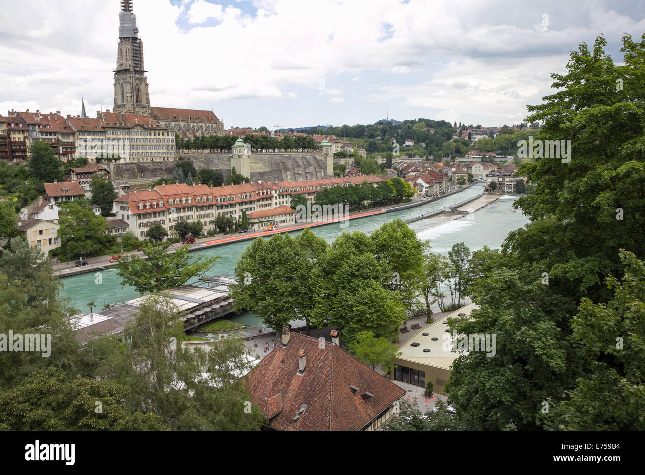 Vista sulla città capitale della Svizzera e del fiume Aare. Foto Stock