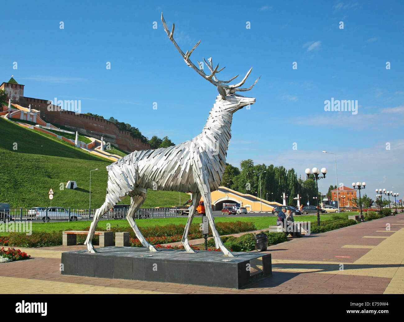 Deer scultura - il simbolo di Nizhny Novgorod Foto Stock