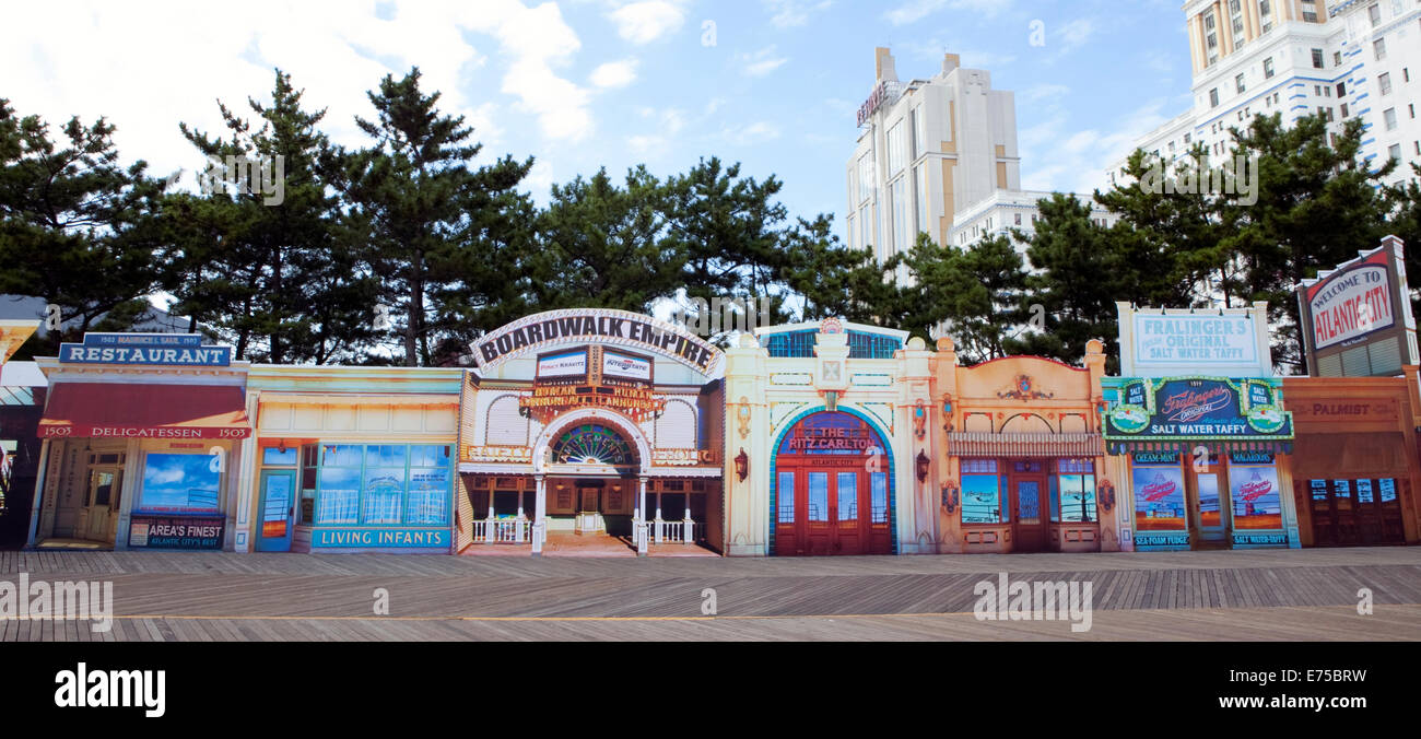 Una vista di un Boardwalk Empire display sul lungomare di Atlantic City, New Jersey Foto Stock