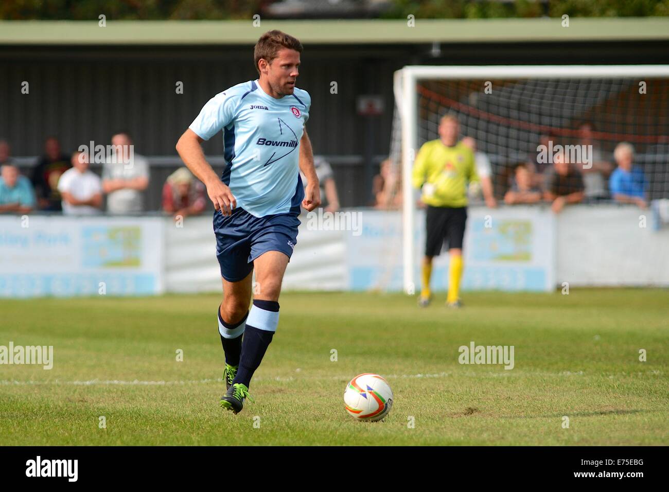 Poole, Regno Unito. 07Th Sep, 2014. Partita di beneficenza in aiuto di MND sofferente Andrew Culliford. Lettore Ex-England James Beattie. © Azione Sport Plus/Alamy Live News Foto Stock