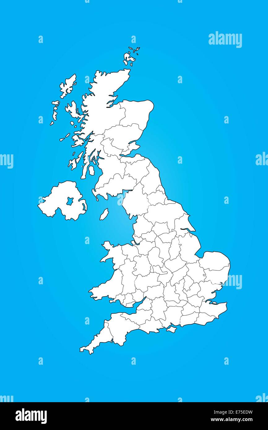 Una mappa del Regno Unito illustrazione, Regno Unito, Gran Bretagna Foto Stock