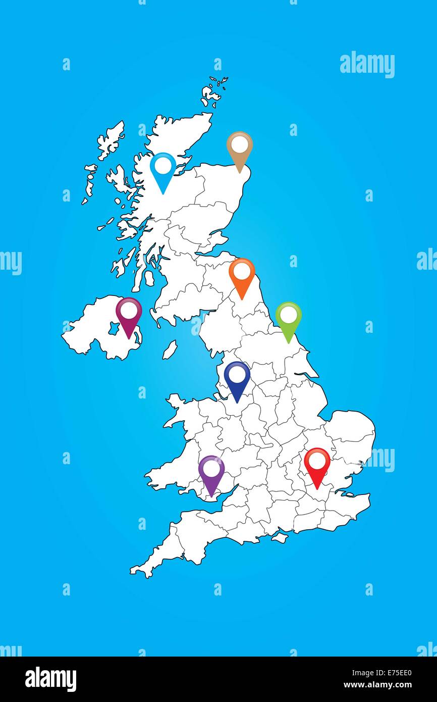 Una mappa del Regno Unito illustrazione, Regno Unito, Gran Bretagna Foto Stock