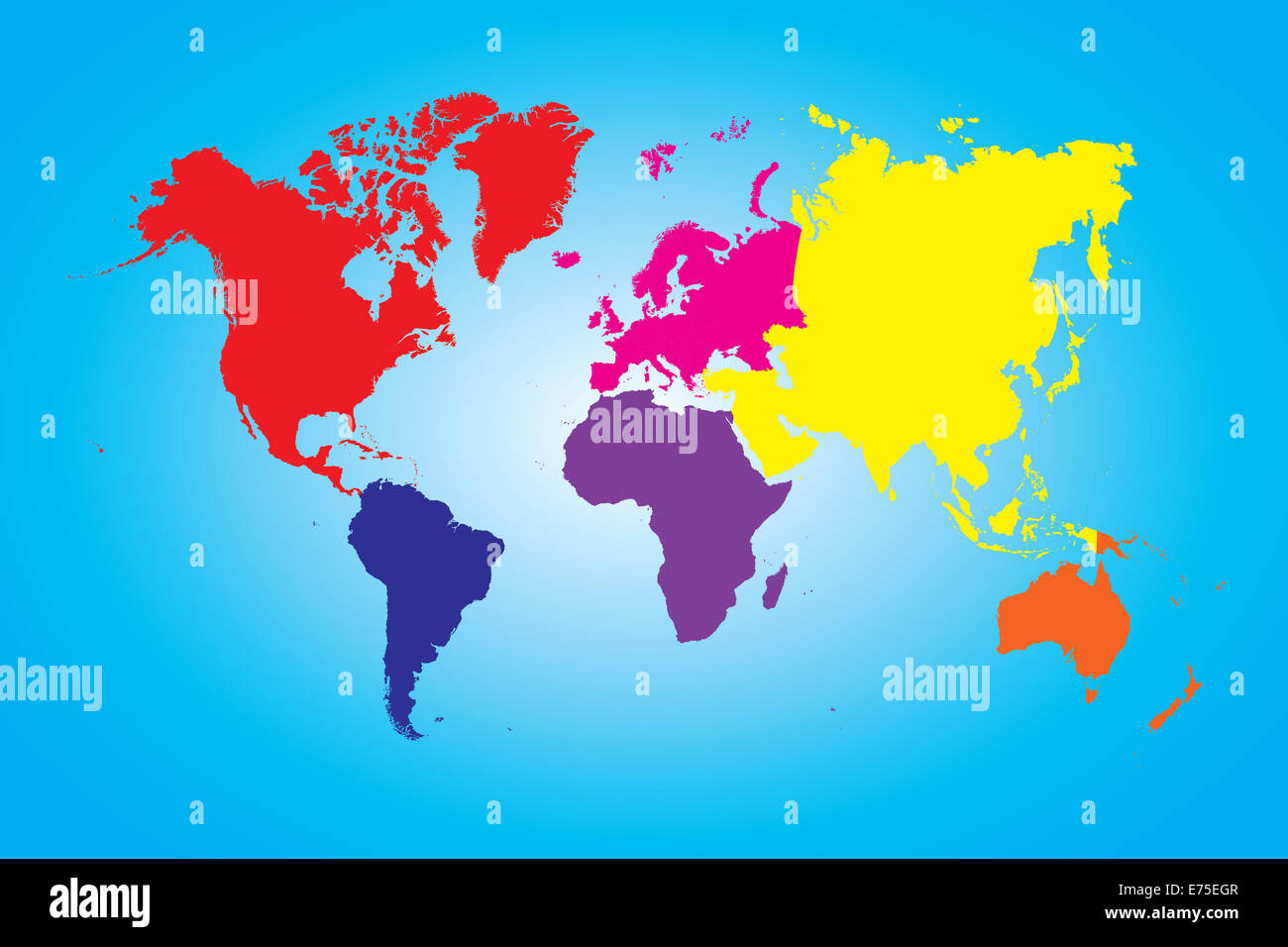 Una illustrazione di una mappa colorata del mondo Foto Stock