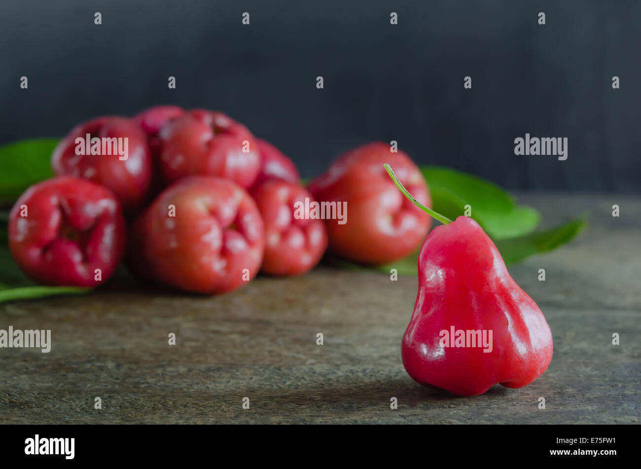 Ancora la vita di rosa di Apple o chompu su legno Foto Stock