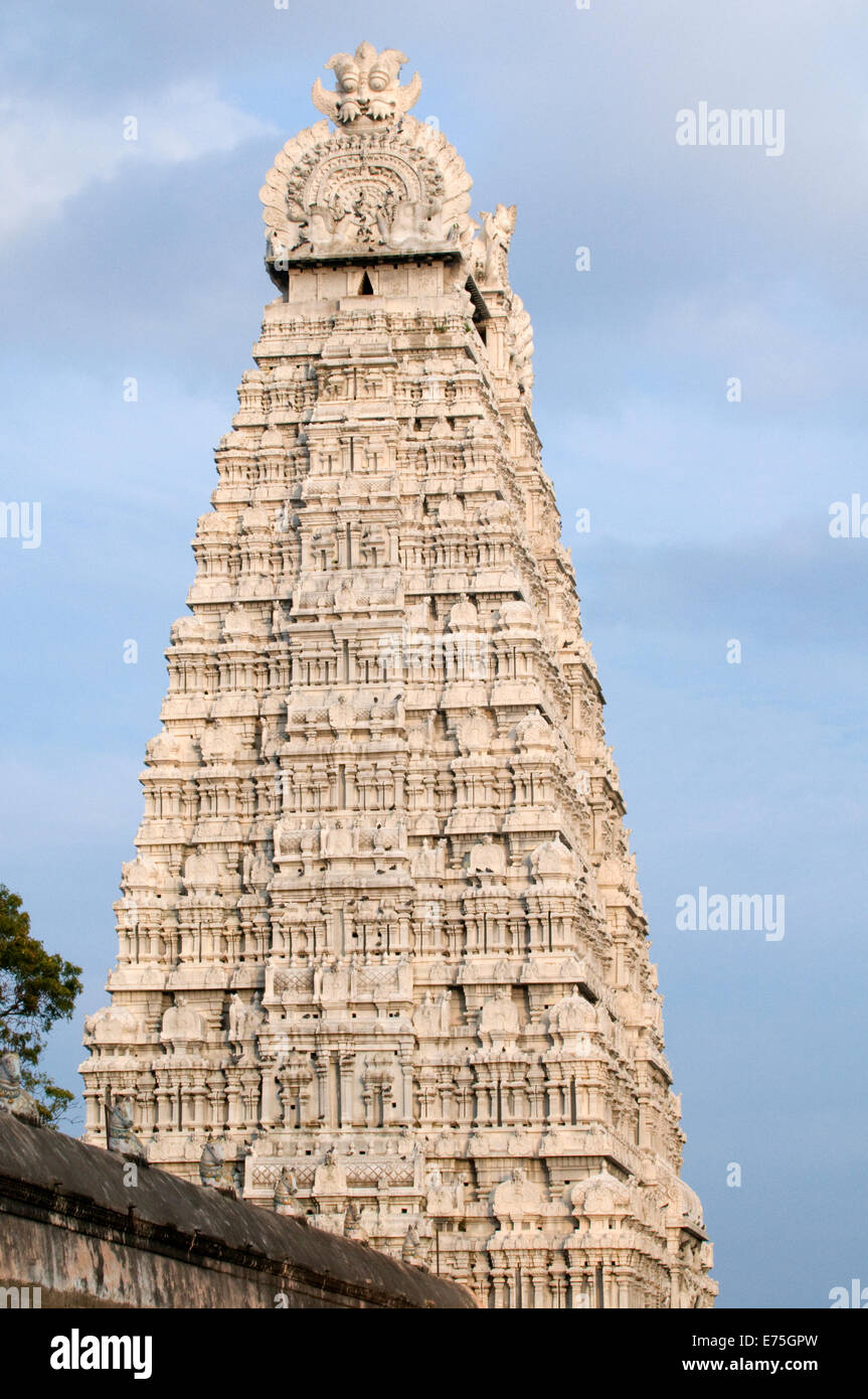 Gopuram l'ingresso principale della torre in western accesso al più grande tempio di Shiva dell India meridionale ai piedi di Arunachala Foto Stock