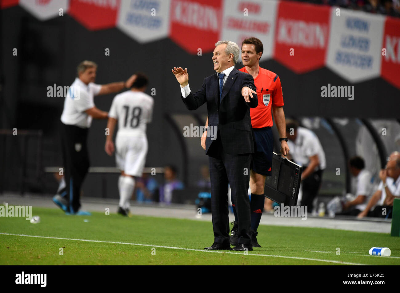 Sapporo Dome, Hokkaido, Giappone. 5 Sep, 2014. Javier Aguirre (JPN), 5 settembre 2014 - Calcetto : KIRIN Challenge Cup 2014 match tra Giappone 0-2 Uruguay al Sapporo Dome, Hokkaido, Giappone. © Hitoshi Mochizuki/AFLO/Alamy Live News Foto Stock