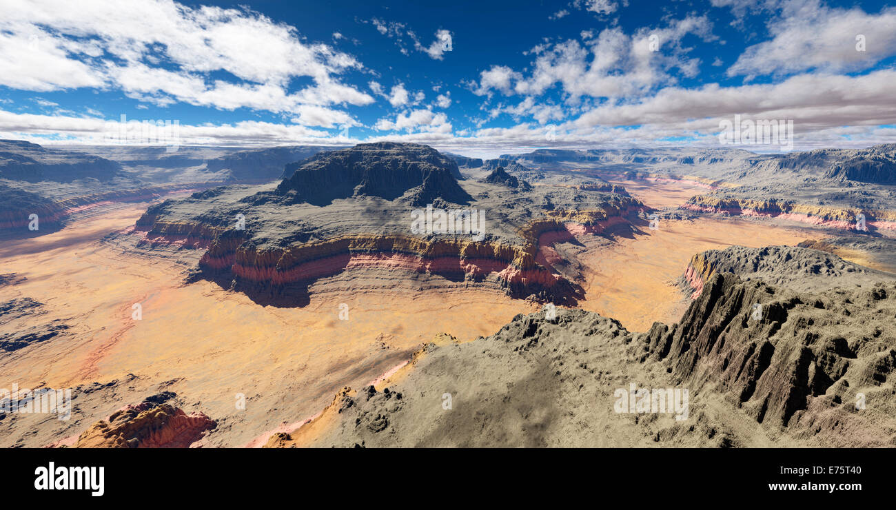 Arroyo e terrazza le montagne nella parte orientale del deserto del Negev, Israele Foto Stock