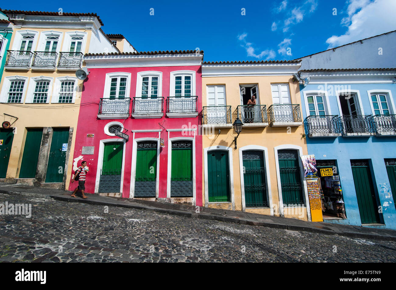 Architettura coloniale nel Pelourinho, Salvador da Bahia, Brasile Foto Stock