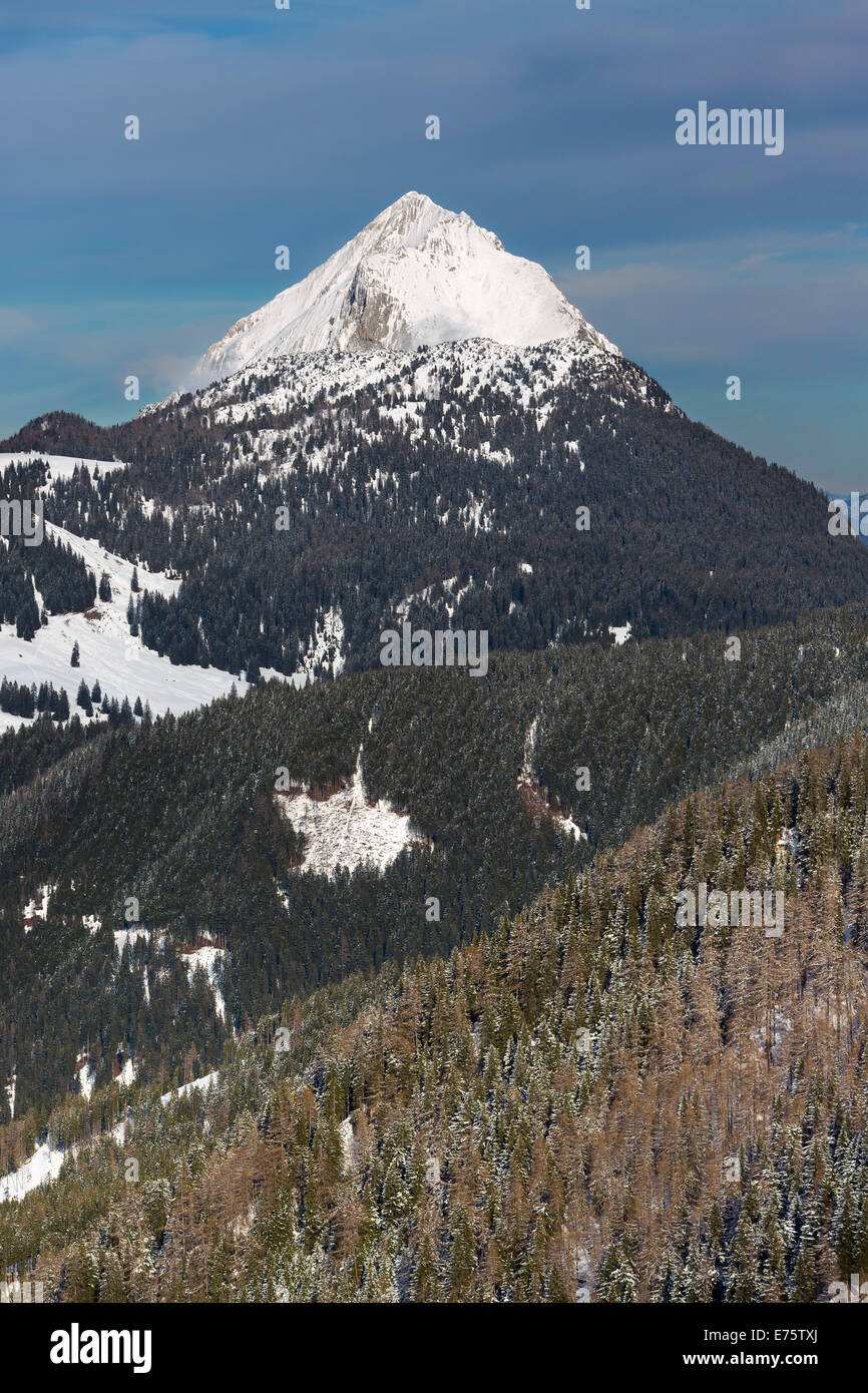 Lugauer mountain visto da Blaseneck Gipfel montagna, Eisenerzer Alpen montagne del Parco Nazionale del Gesäuse, Stiria, Austria Foto Stock