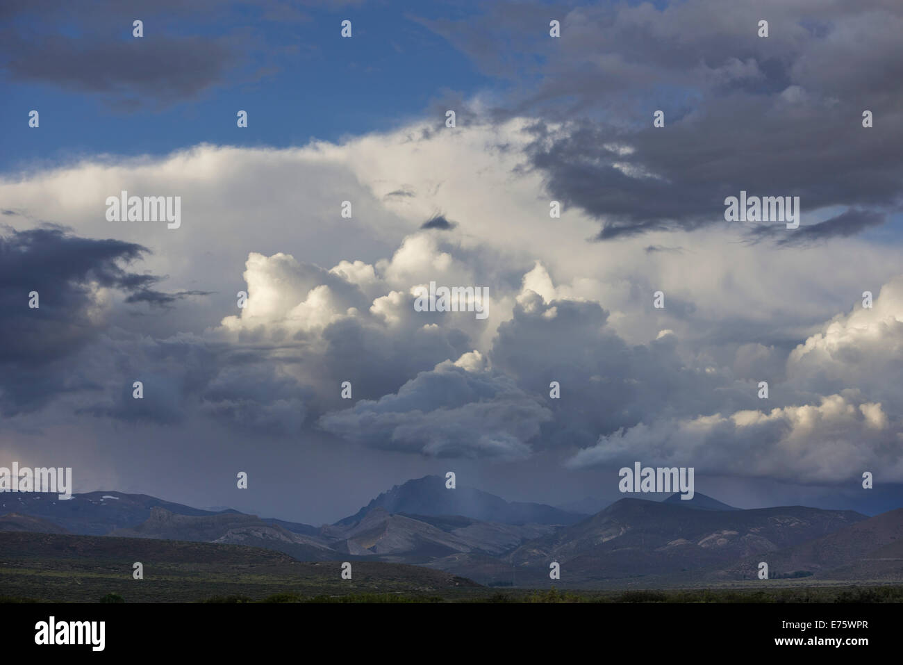 Tempo piovoso oltre le montagne di sera, provincia di Mendoza, Argentina Foto Stock