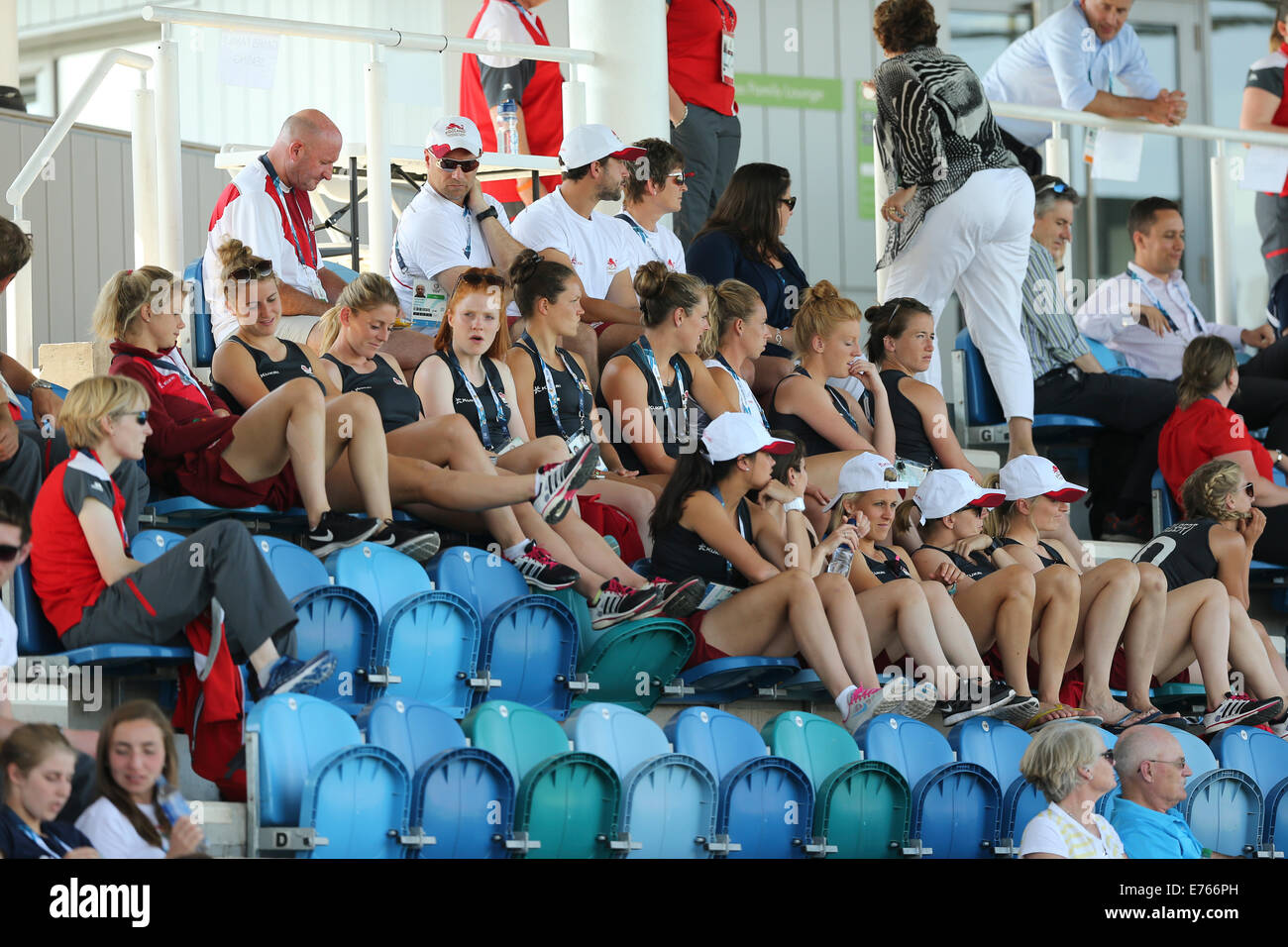 Scottish womens squadra di hockey a Giochi del Commonwealth Glasgow 2014 Foto Stock