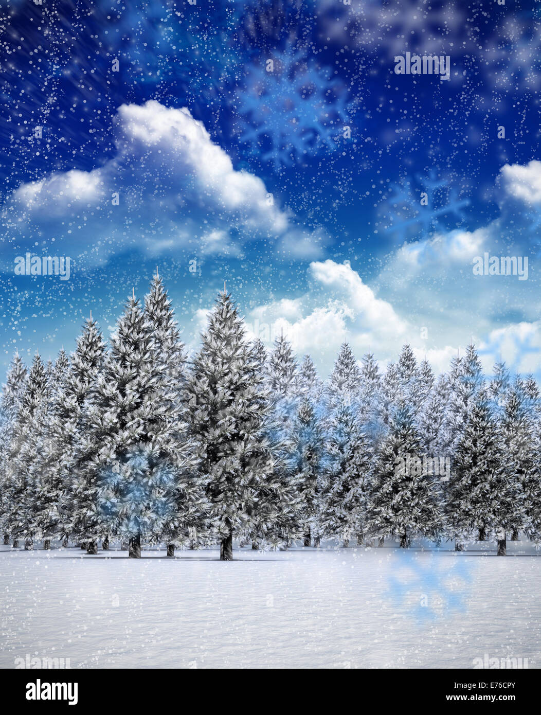 Immagine composita di fiocchi di neve caduta Foto Stock