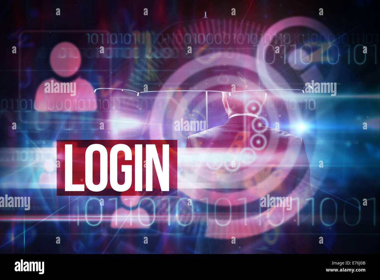 Login contro la tecnologia rosa dial interface design Foto Stock