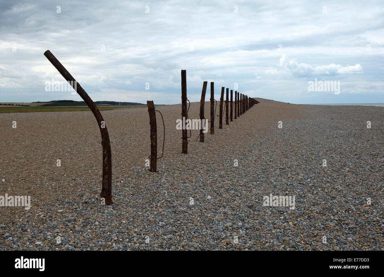 Impossibile mare difese a cley beach, a nord di Norfolk, Inghilterra Foto Stock