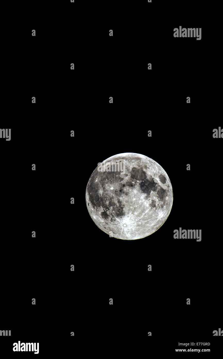 Harvest Moon che brilla nel cielo notturno Foto Stock