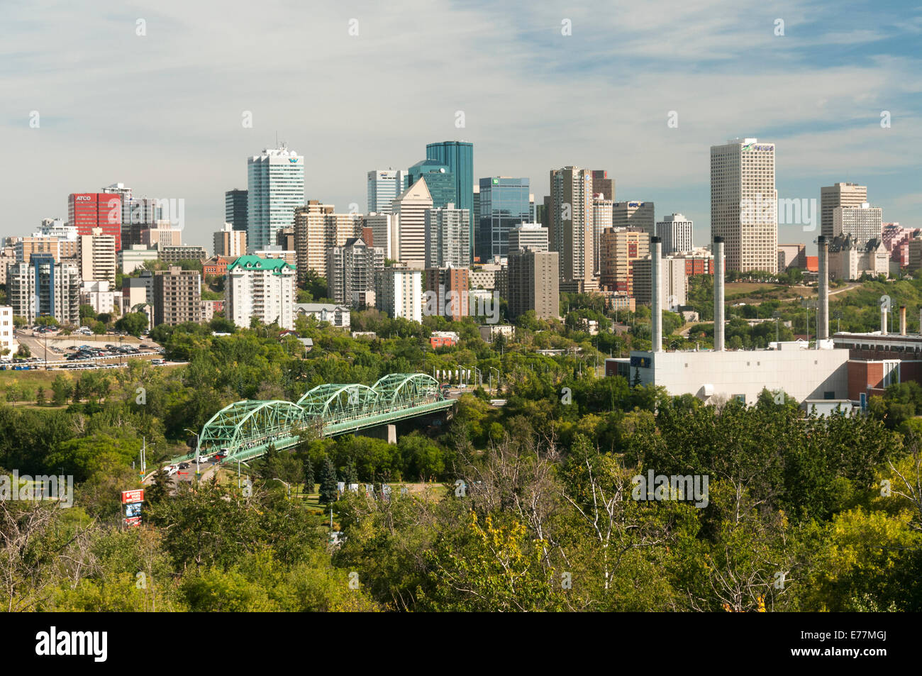 Elk203-5051 Canada, Alberta, Edmonton, skyline della città Foto Stock