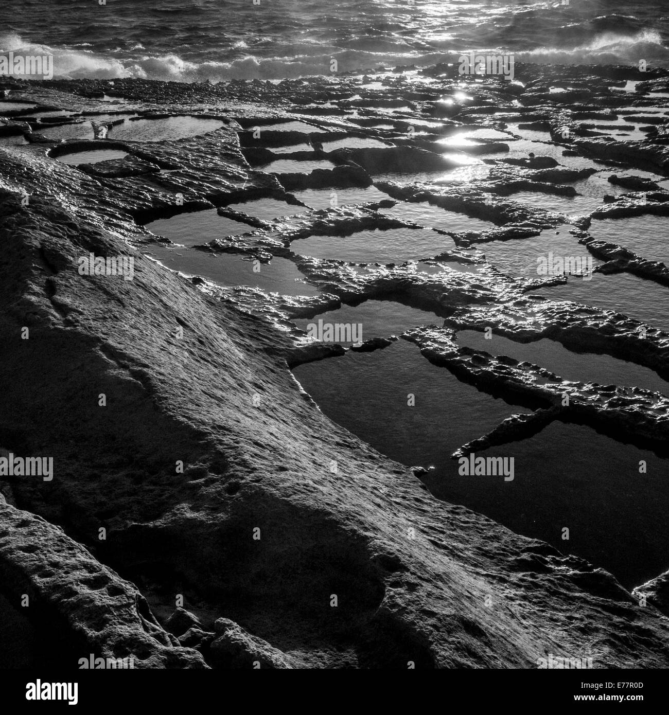 Saline sul Mediterraneo Isola di Gozo Foto Stock