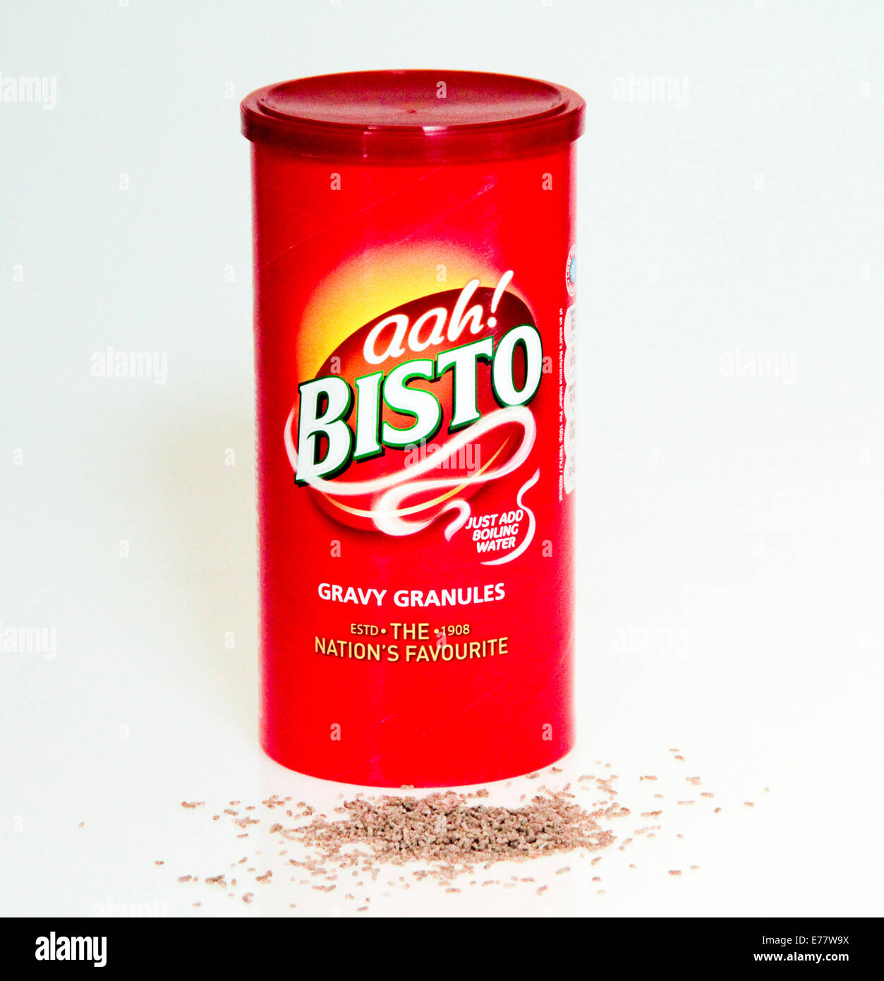 Contenitore rosso di Bisto gravy granuli Foto Stock