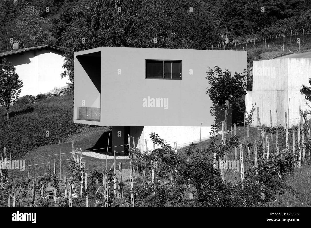 Casa moderna circondata dalla natura, all'aperto Foto Stock