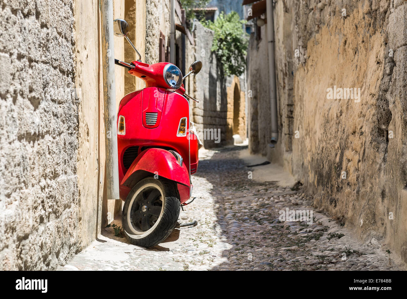 Rosso classico scooter Foto Stock