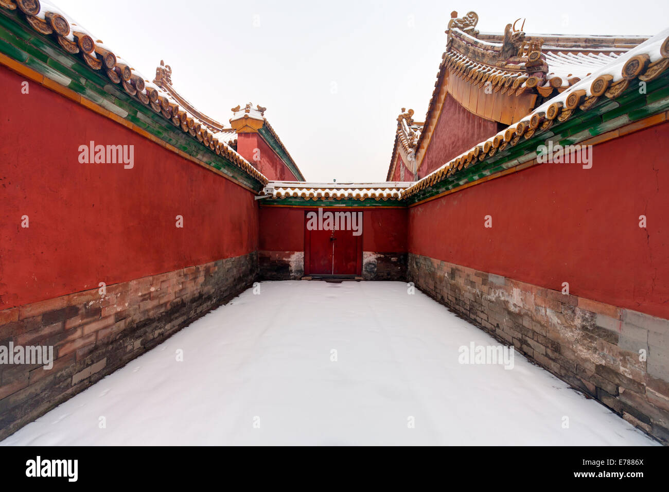 Scena invernale della Città Proibita di Pechino, Cina. Foto Stock