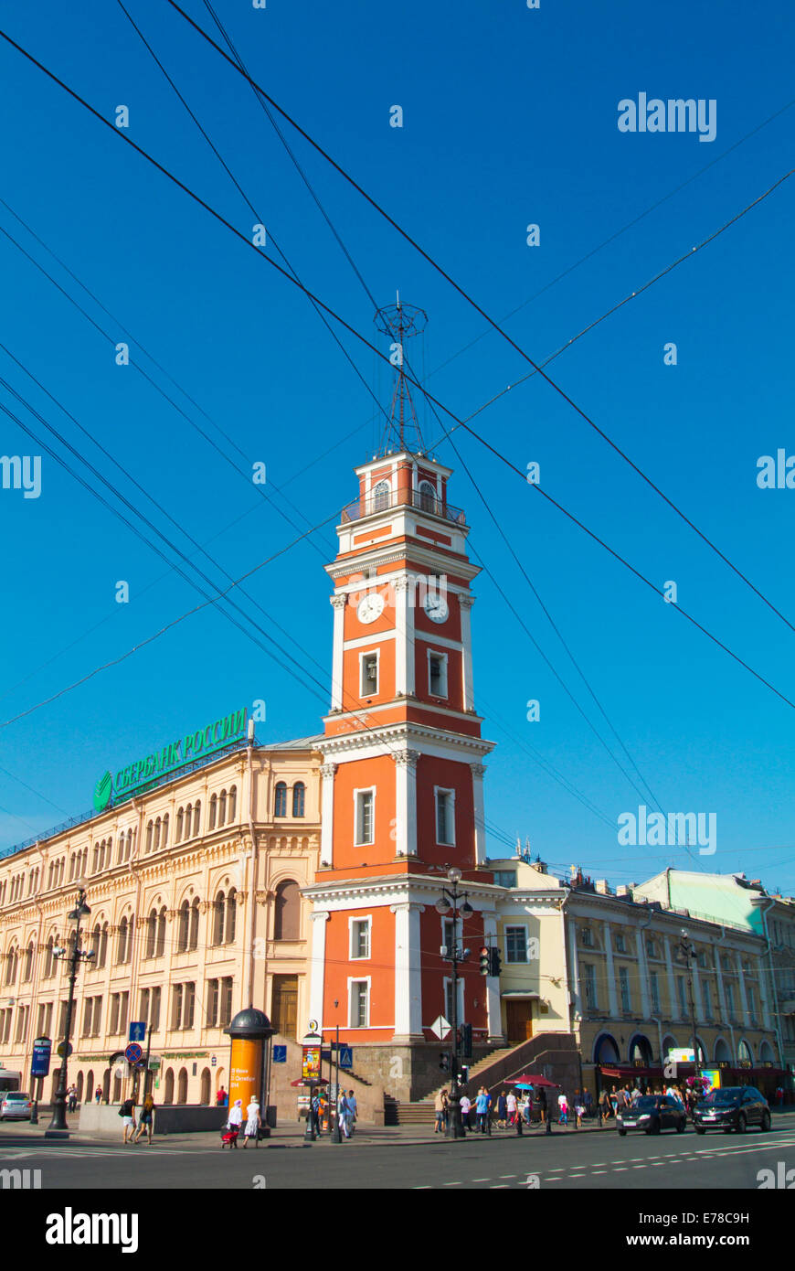 Duma torre (1804) in stile italiano di Giacomo Ferrari, Nevsky Prospekt, San Pietroburgo centrale, Russia, Europa Foto Stock
