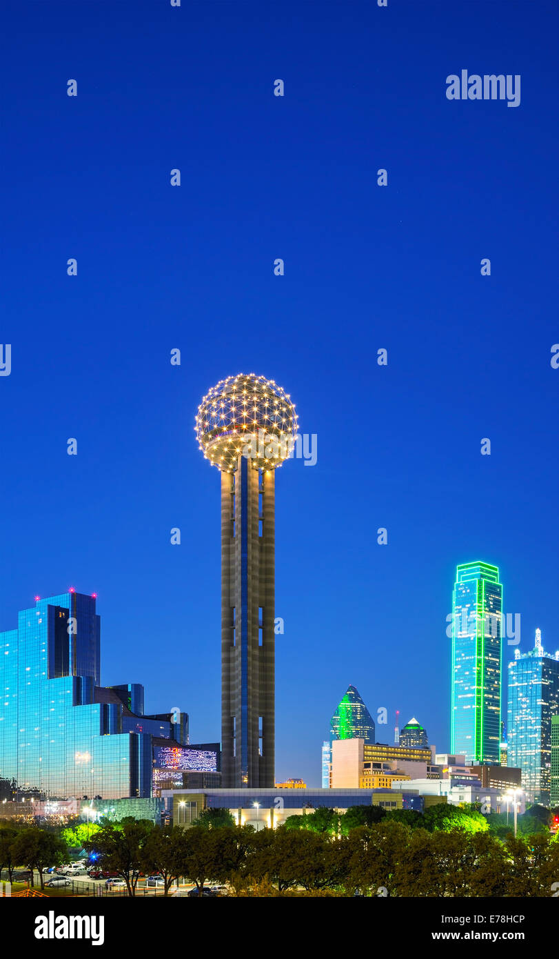 Dallas, Texas cityscape durante la notte Foto Stock