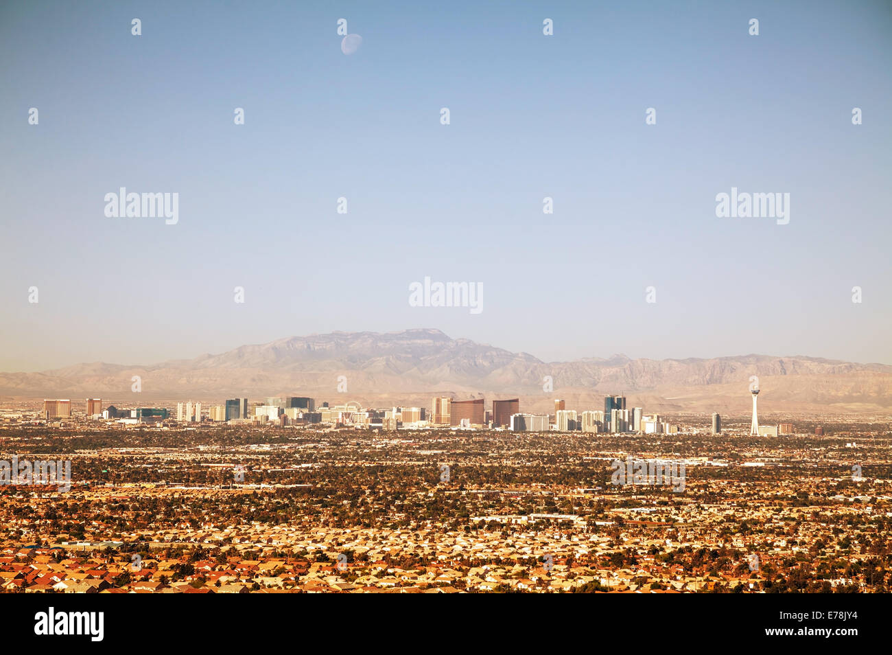 Panoramica di Downtown Las Vegas nelle prime ore del mattino Foto Stock