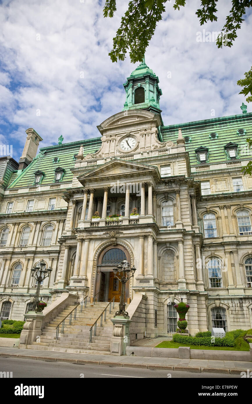 La facciata della città di Montreal (Hall Hotel de Ville) Foto Stock