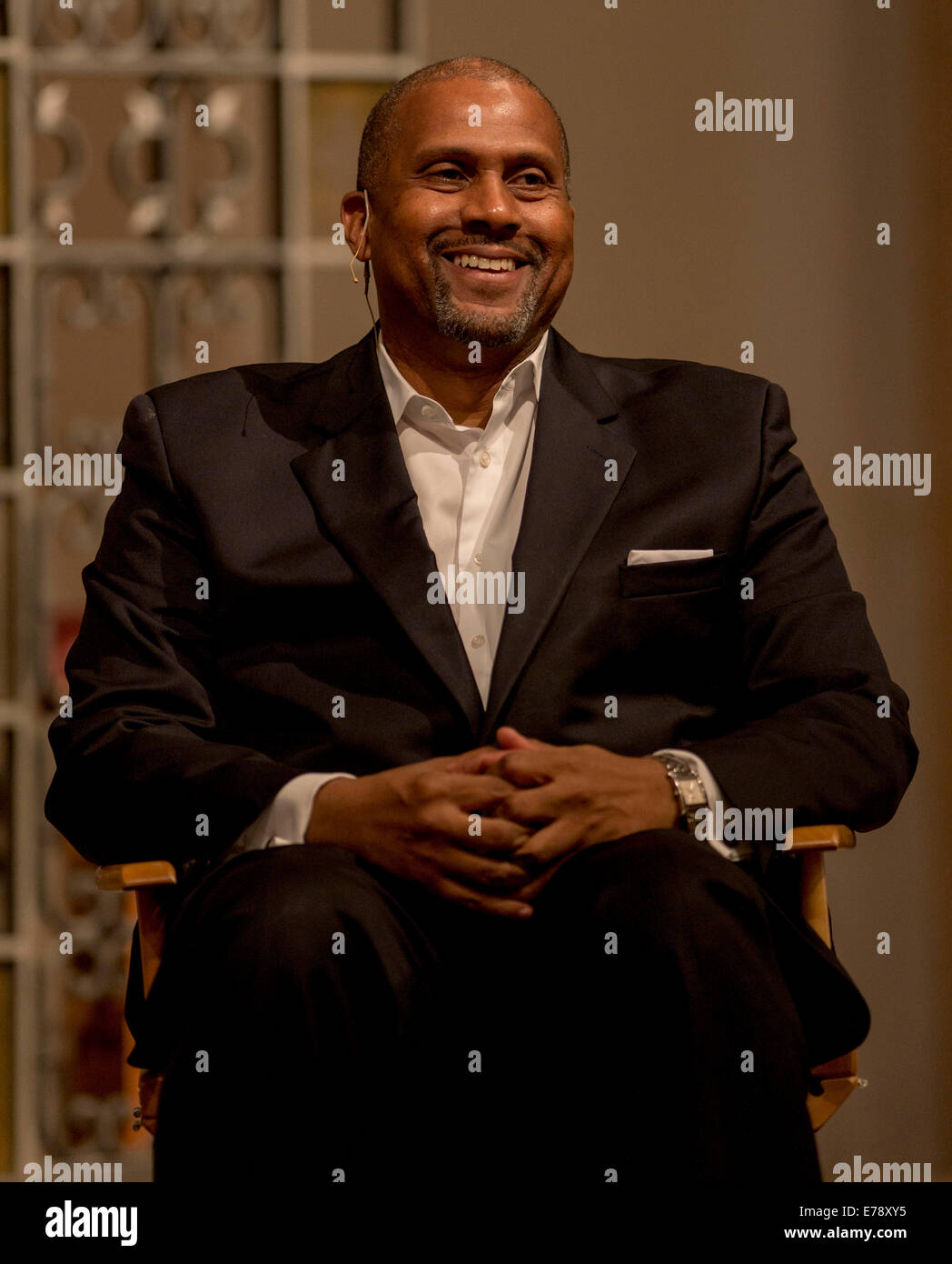 Beverly Hills, in California, Stati Uniti d'America. 09Sep, 2014. La radio e la televisione personalità TAVIS SMILEY discute il suo nuovo libro, "morte di un re: la vera storia del dottor Martin Luther King finale dell'anno, ' durante un Live parla la evento alla Chiesa di Tutti i Santi. Credito: Brian Cahn/ZUMA filo/Alamy Live News Foto Stock