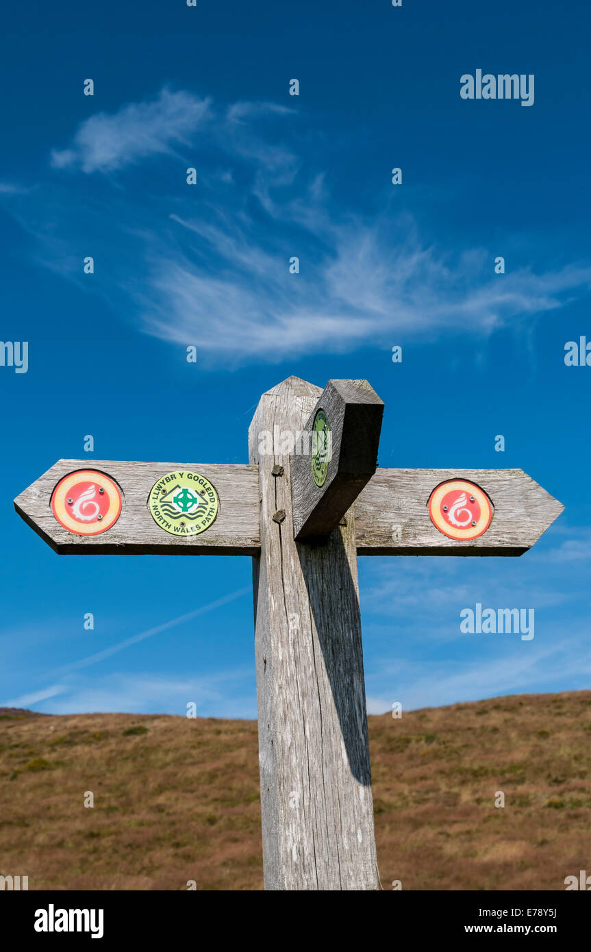 Il nord del Galles segno di percorso Foto Stock