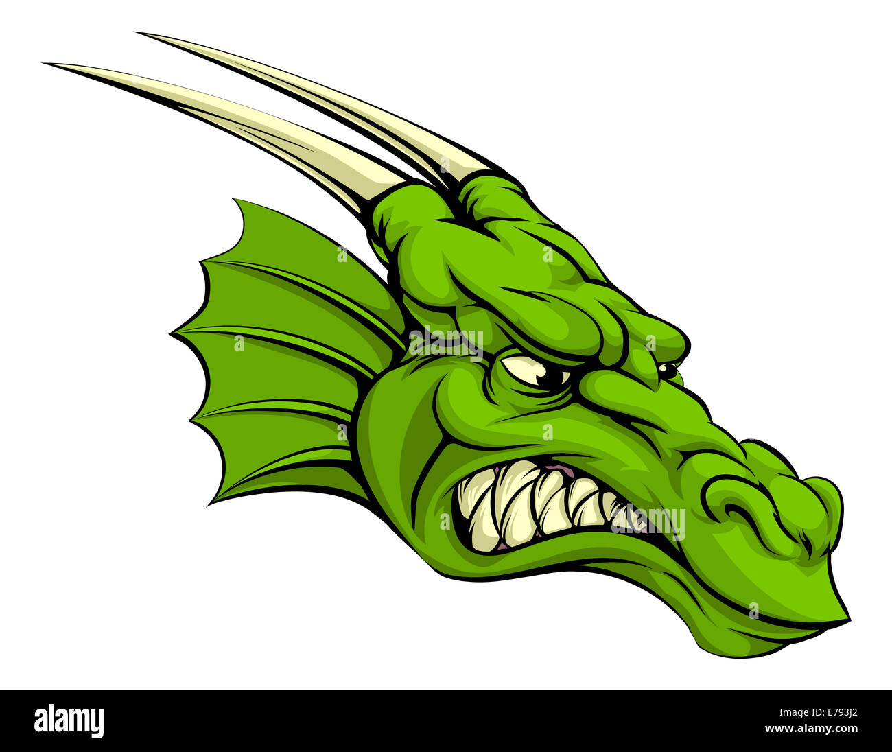 Una illustrazione di una media cercando green dragon carattere mascotte Foto Stock