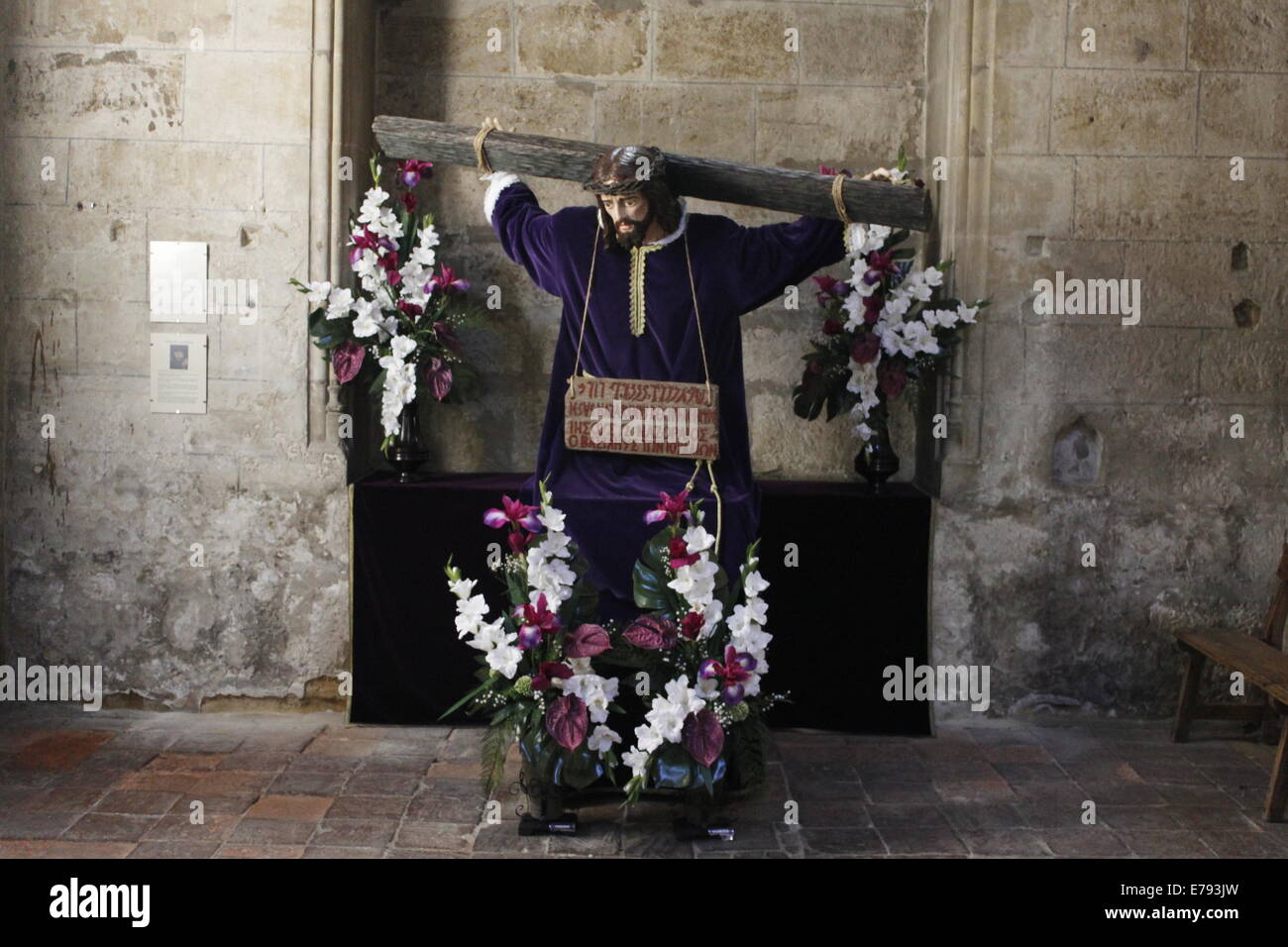 Ritratto di Cristo sulla croce, Basilica di San Isidoro, strada di St Jacques di Compostella, Leon , Castiglia e Leon, Spagna. Foto Stock