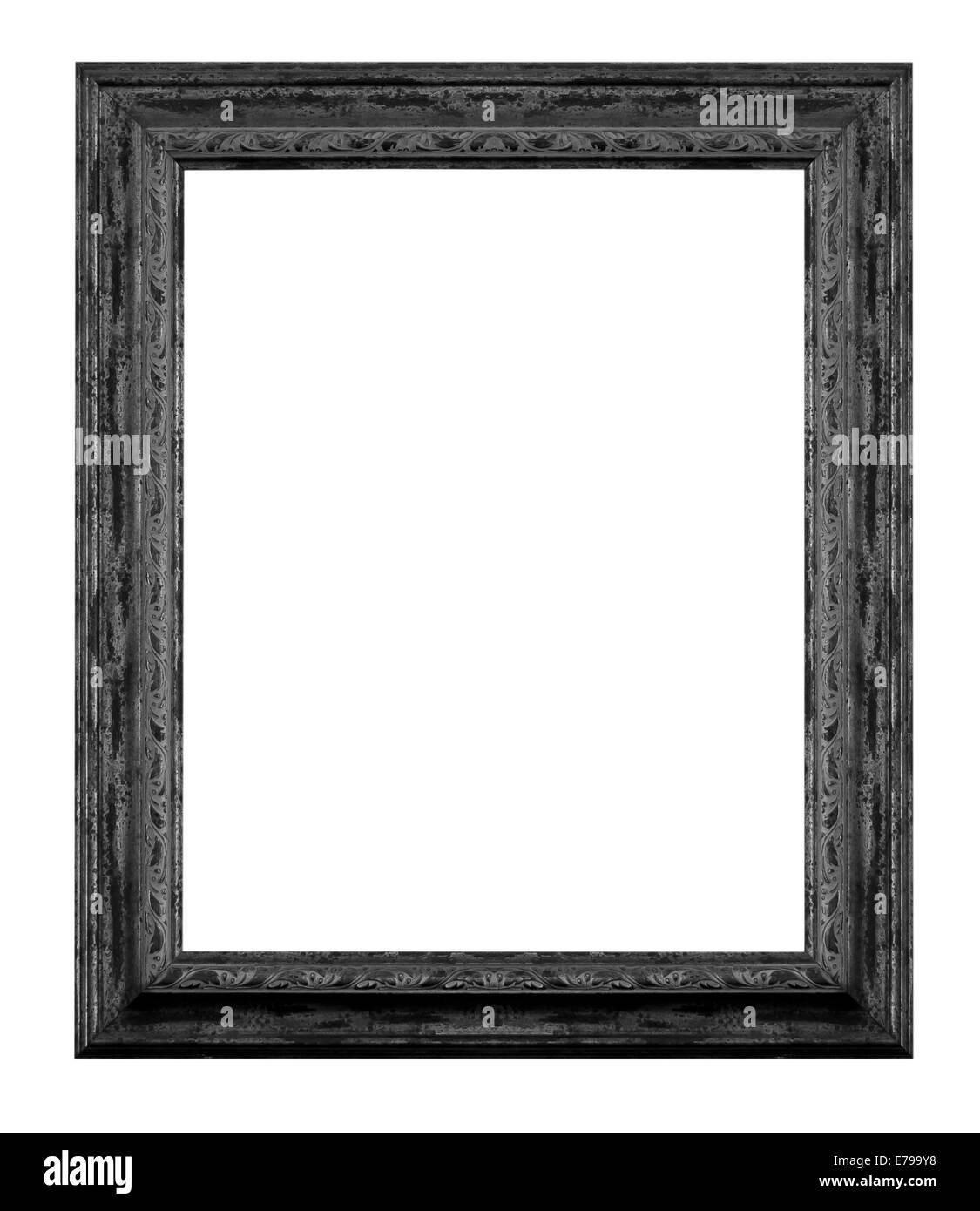 Cornice nera isolata su uno sfondo bianco. Foto Stock