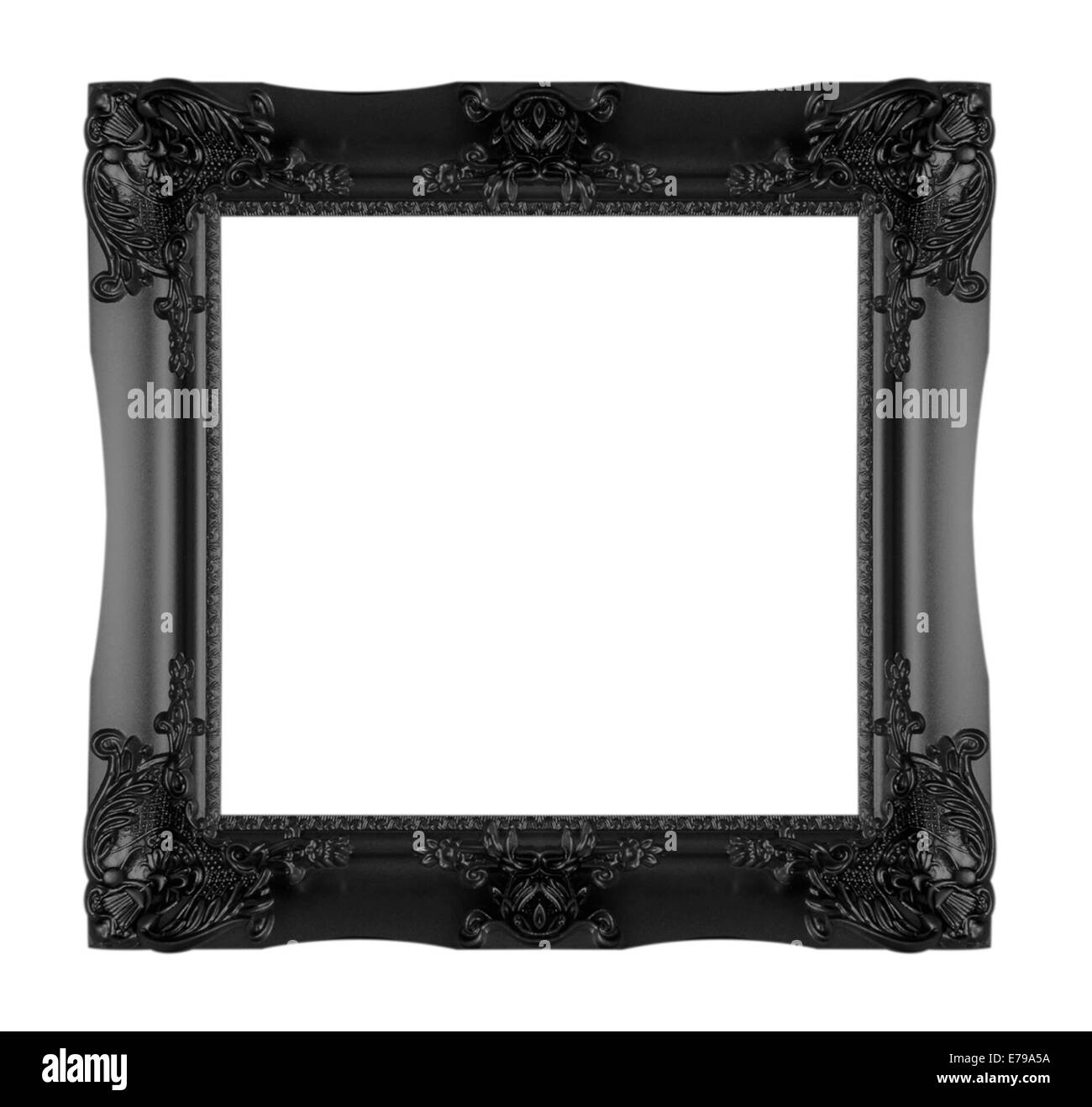 Cornice nera isolata su uno sfondo bianco. Foto Stock