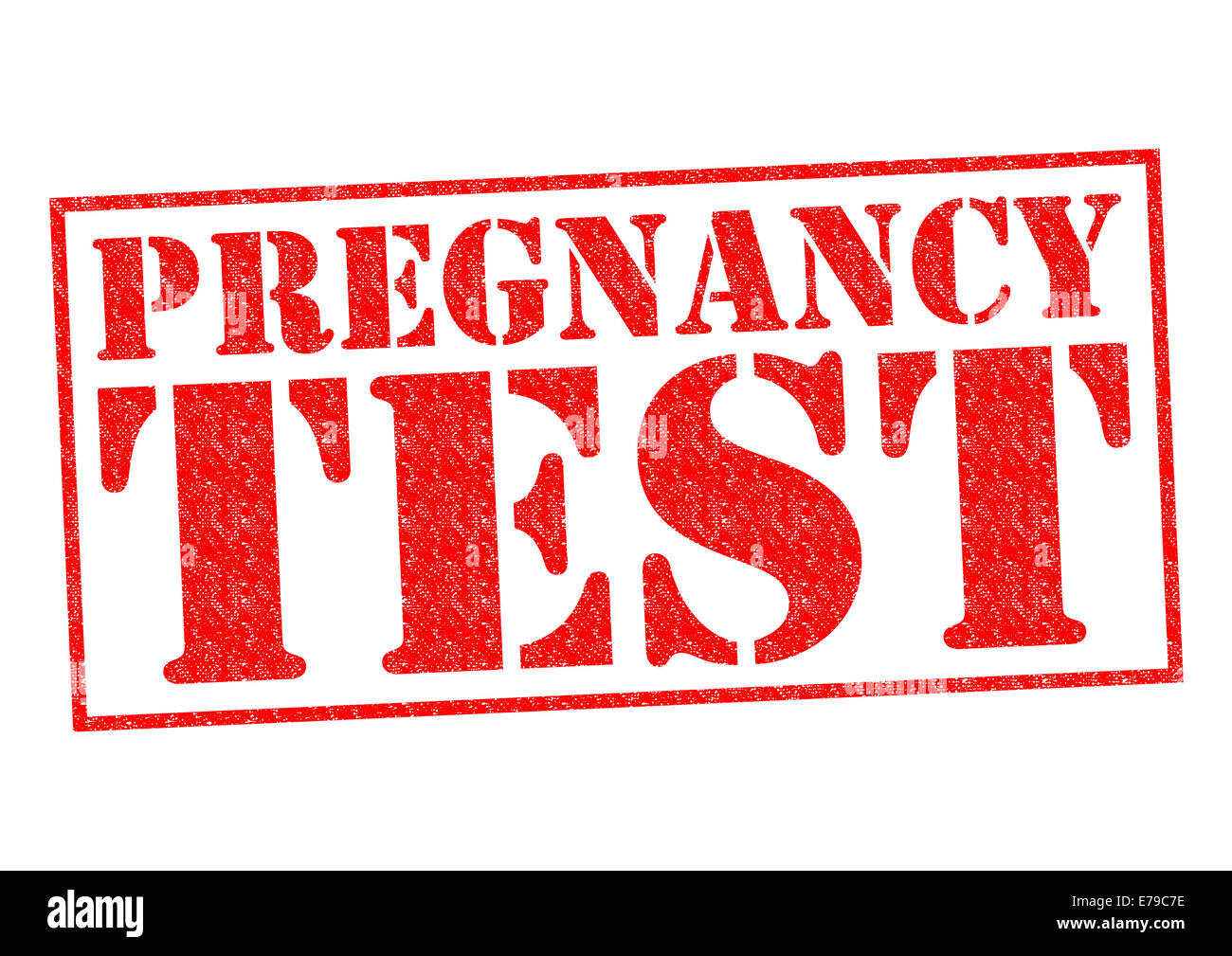 TEST DI GRAVIDANZA rosso timbro di gomma su uno sfondo bianco. Foto Stock