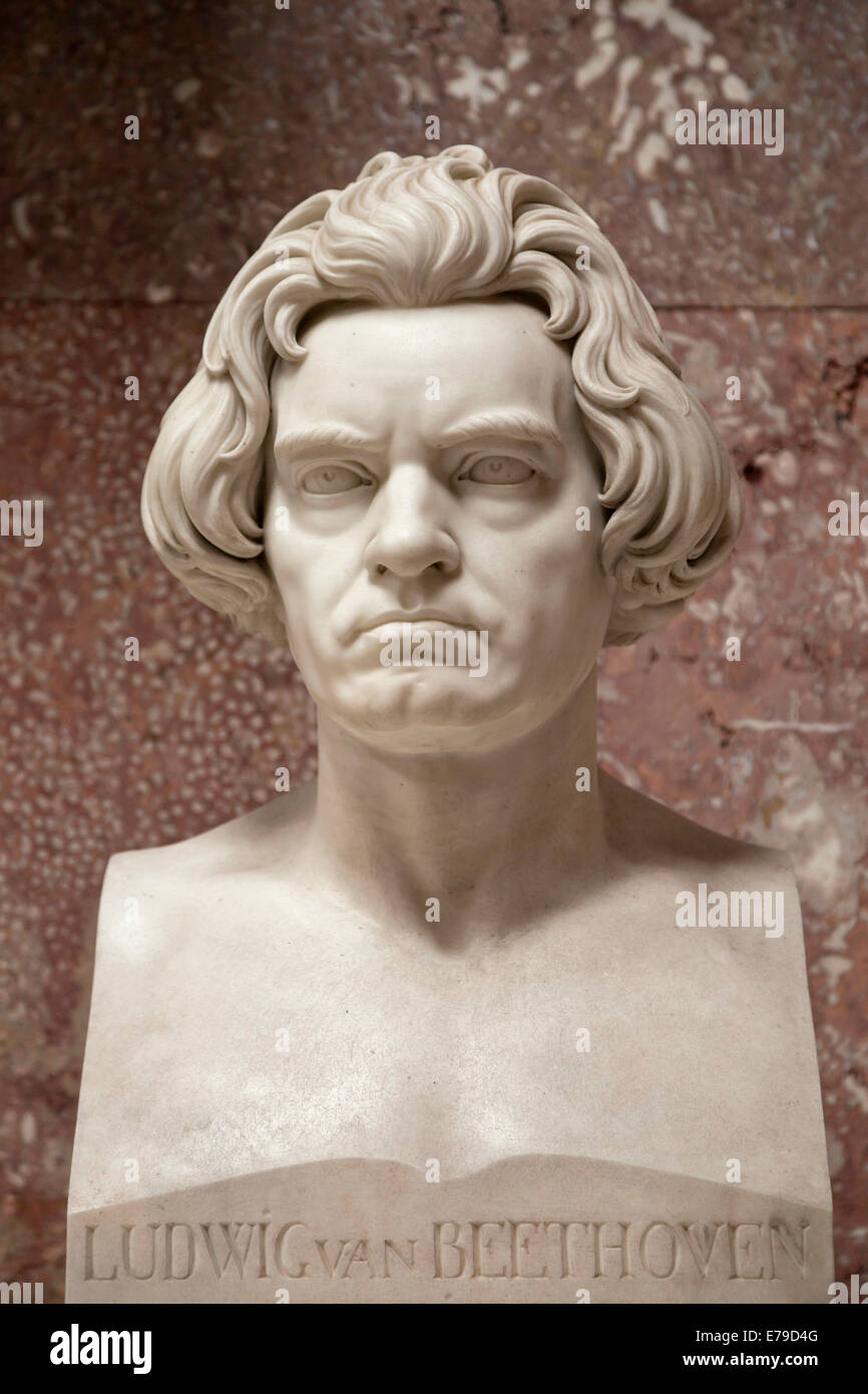 Busto in marmo di Ludwig van Beethoven in Walhalla memorial, in Donaustauf, Baviera, Germania Foto Stock