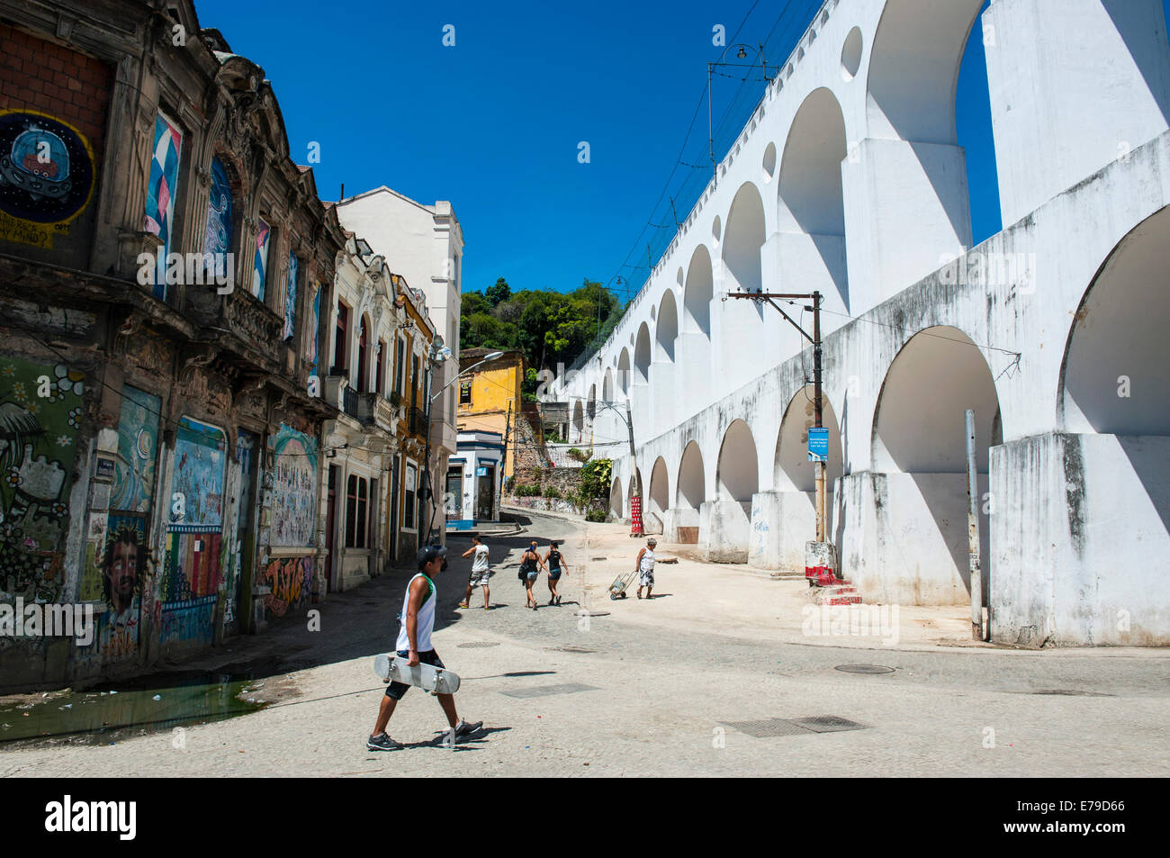 Arcos da Lapa o acquedotto Carioca in Lapa, Rio de Janeiro, Brasile Foto Stock