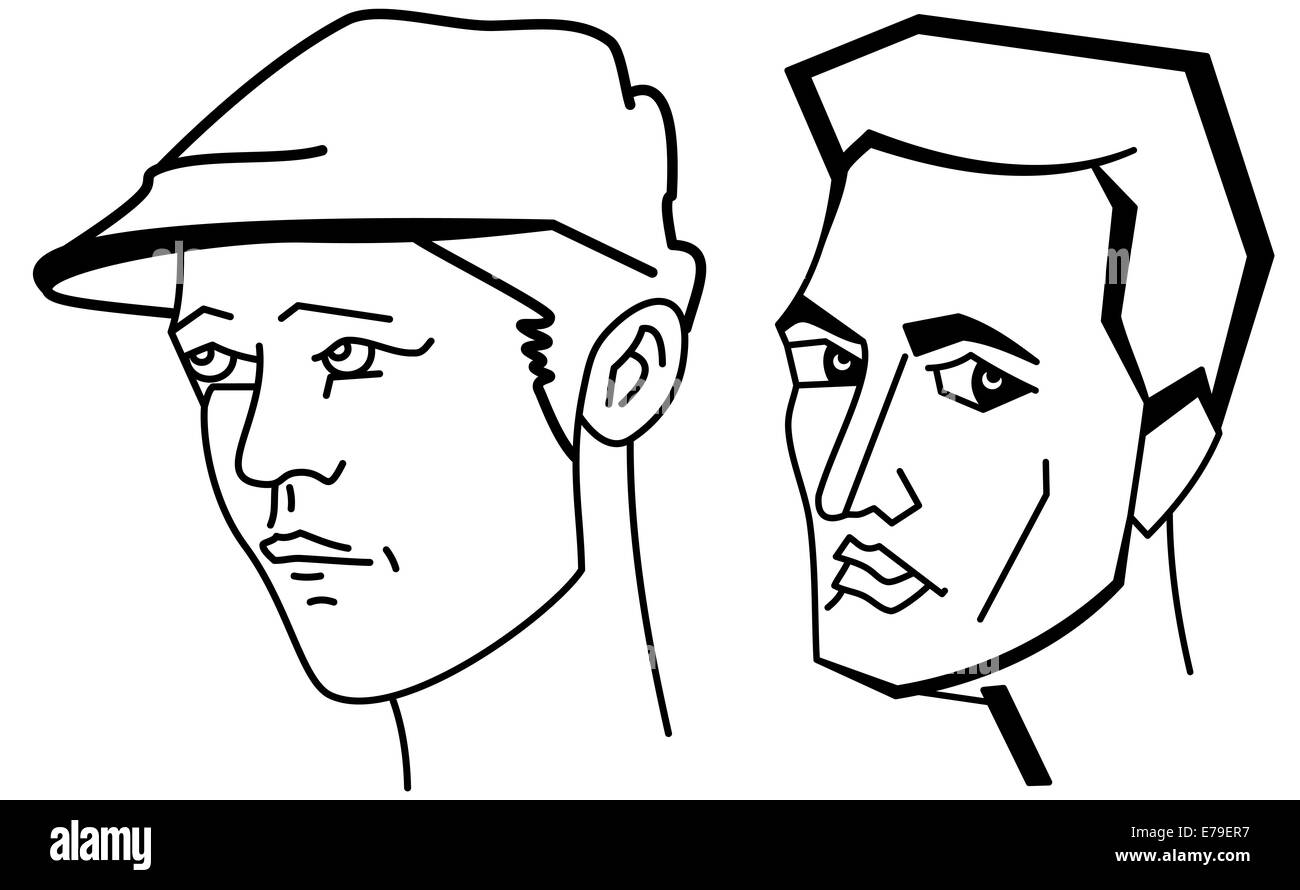 Cartoni animati - facce dell'uomo Foto Stock