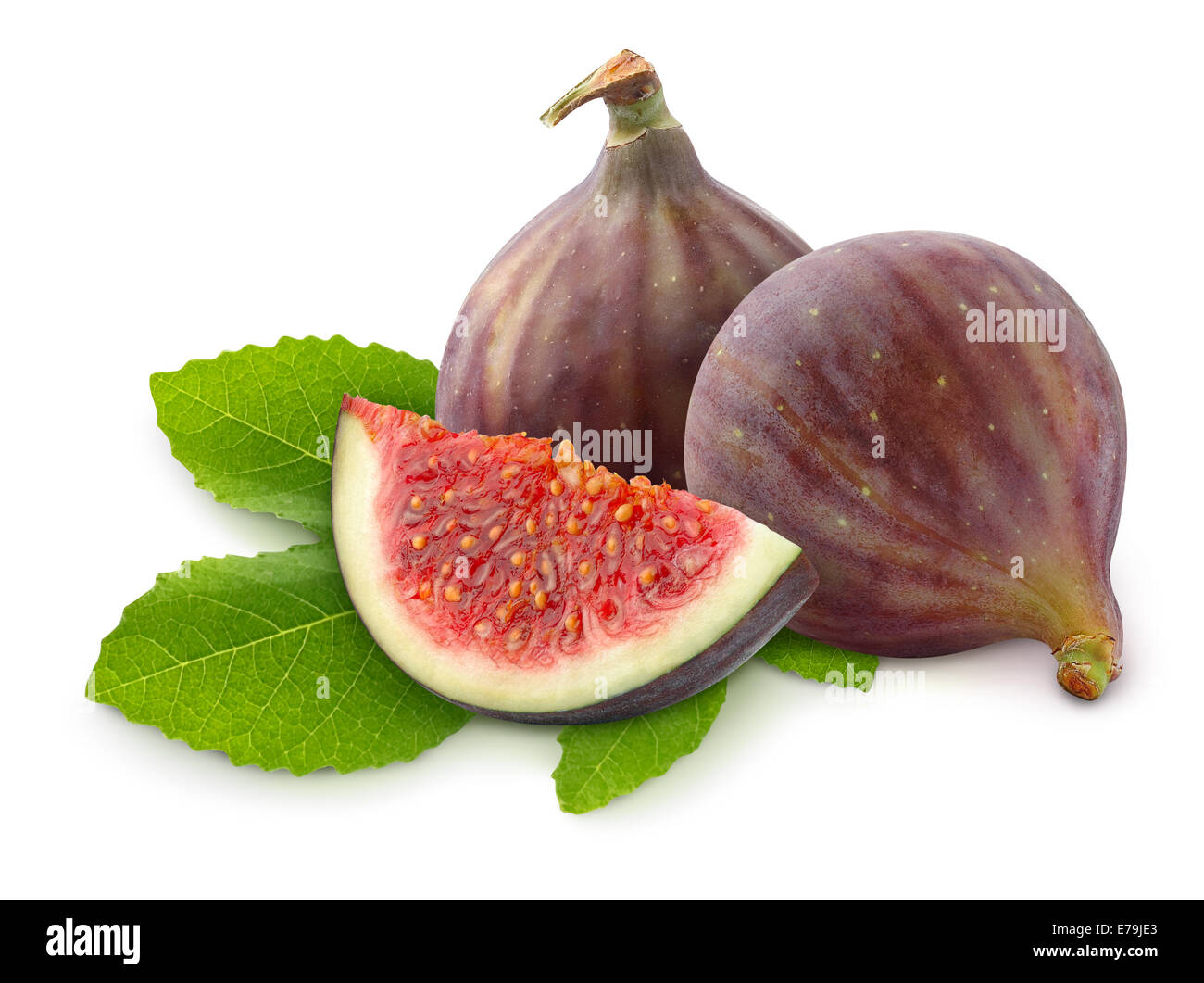 Fichi freschi su sfondo bianco Foto Stock