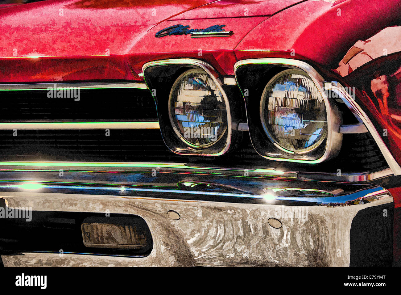Faro stilizzato su 1969 Chevy Chevelle Foto Stock