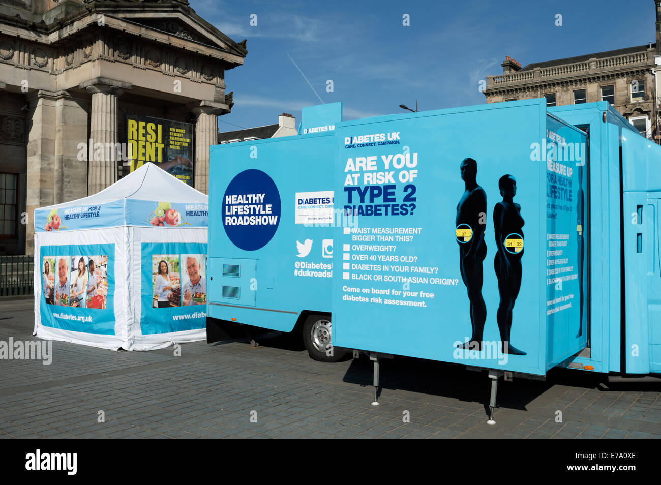 Il Diabete campagna display del carrello sulla Montagnola nel centro di Edimburgo Foto Stock