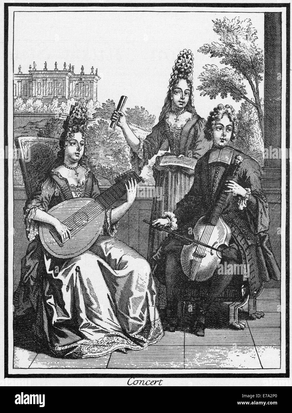 Un concerto a corte, Viola da Gamba, circa 1650 Foto Stock
