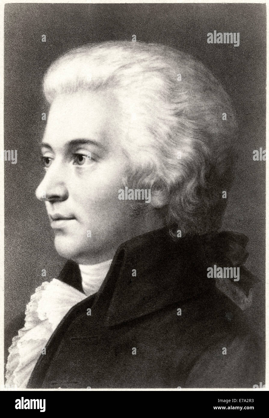 Wolfgang Amadeus Mozart (1756 -1791), compositore durante l'epoca classica, Ritratto, Cabinet Card Foto Stock