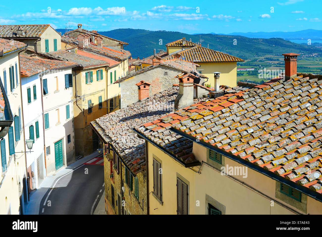 Tradizionale architettura italiana a Cortona, Regione Toscana, Italia Foto Stock