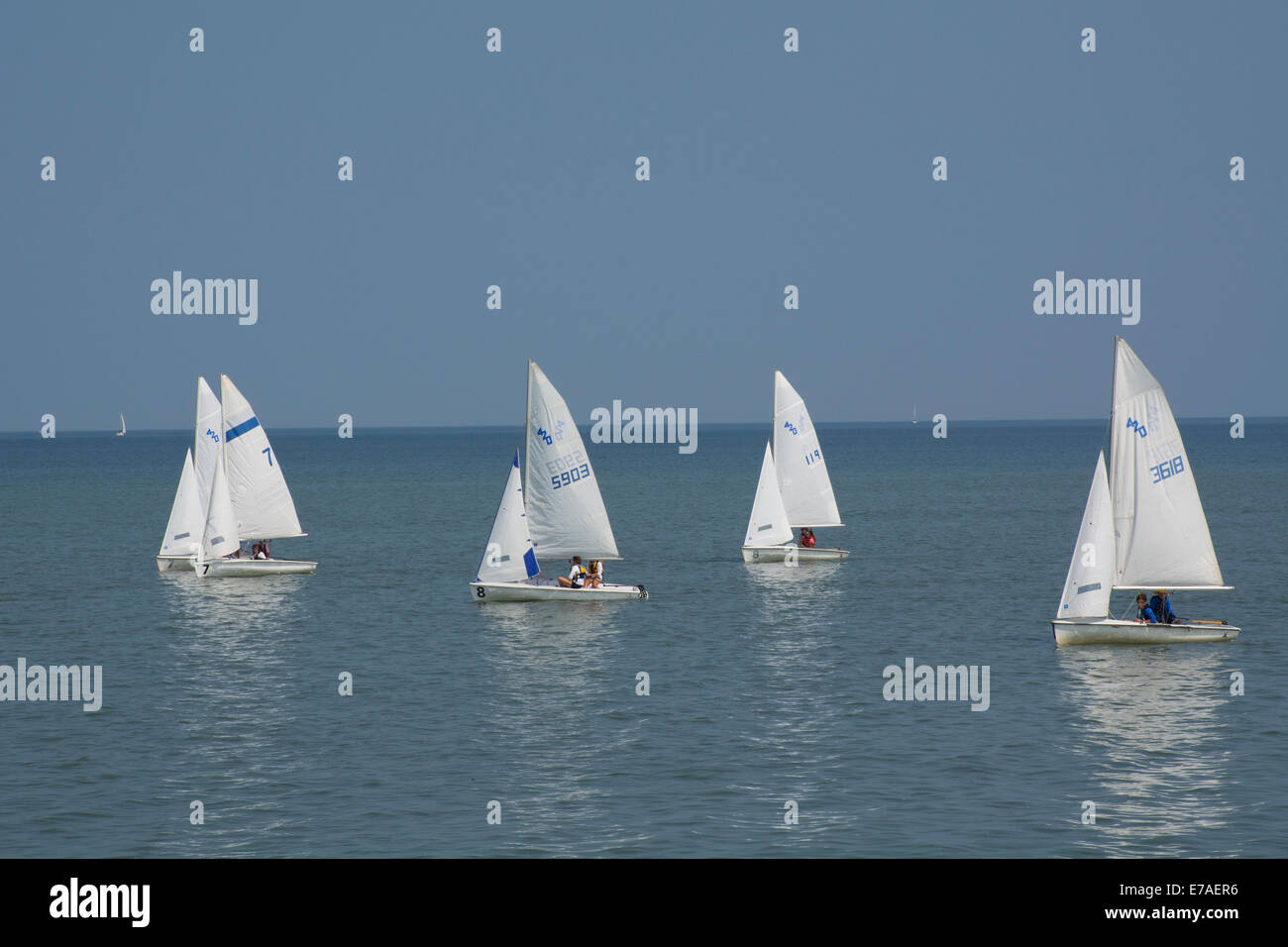 New York, Rochester. Scuola di vela barche sul lago Ontario. Foto Stock